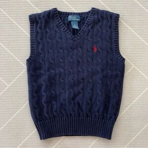 Polo by Ralph Lauren Navy Cable-Knit V-Neck Sweater Vest Boy’s Size 5